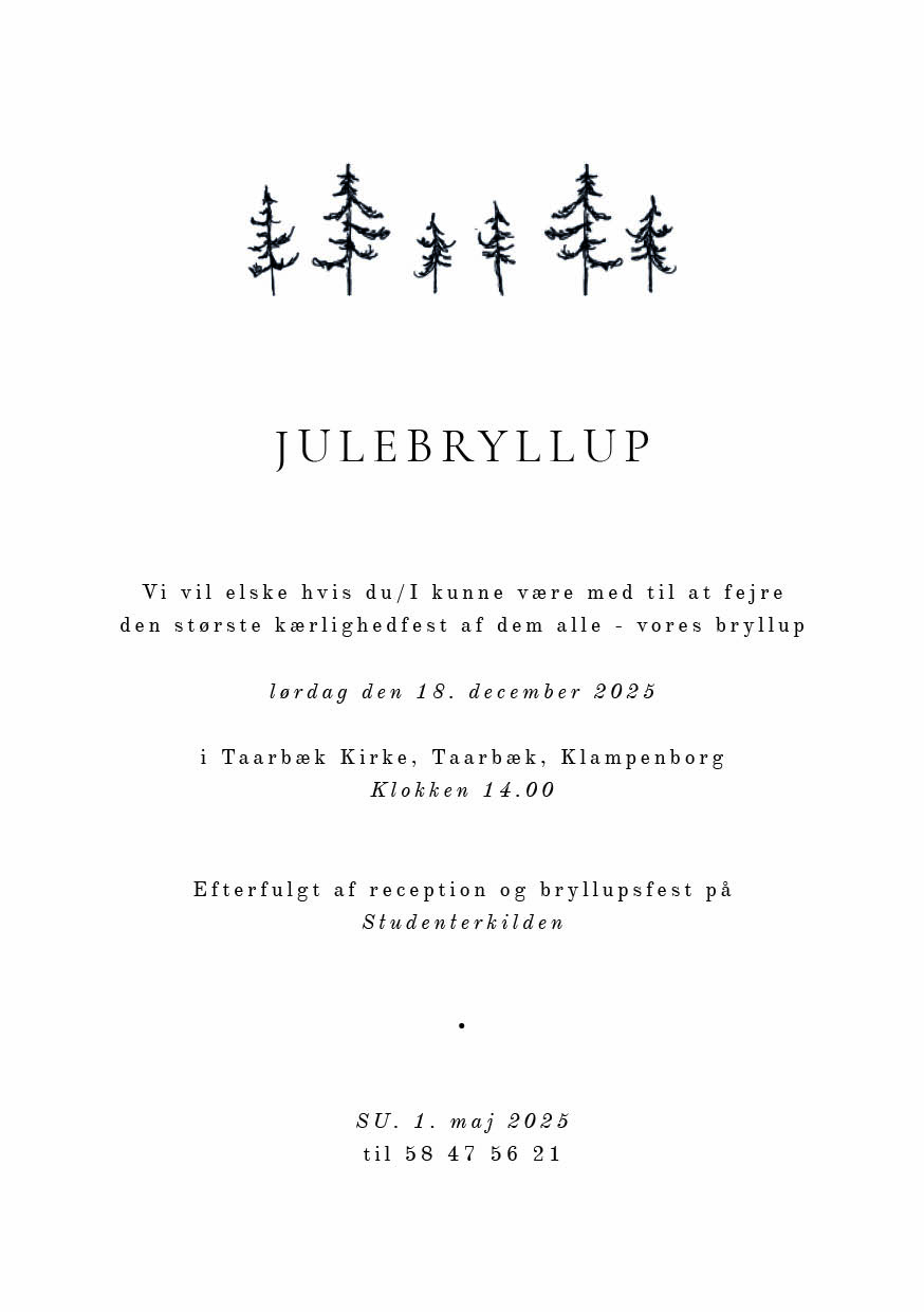 Minimalistisk - Julebryllup invitation 